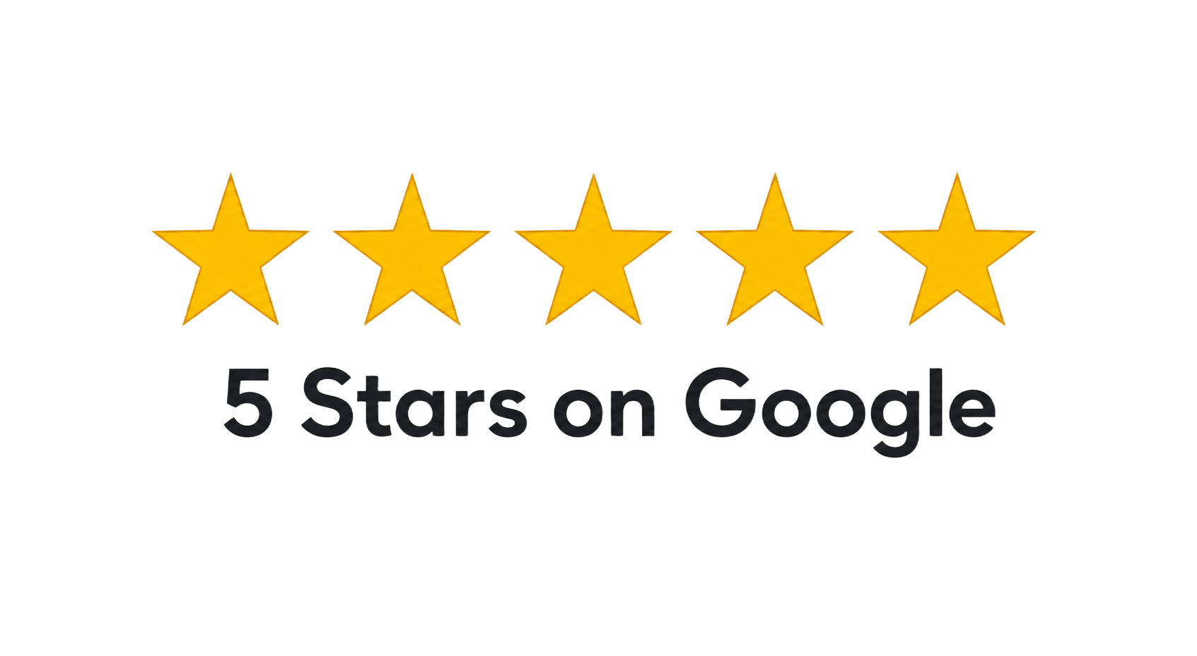 Five yellow stars arranged horizontally above the text '5 Stars on Google'.