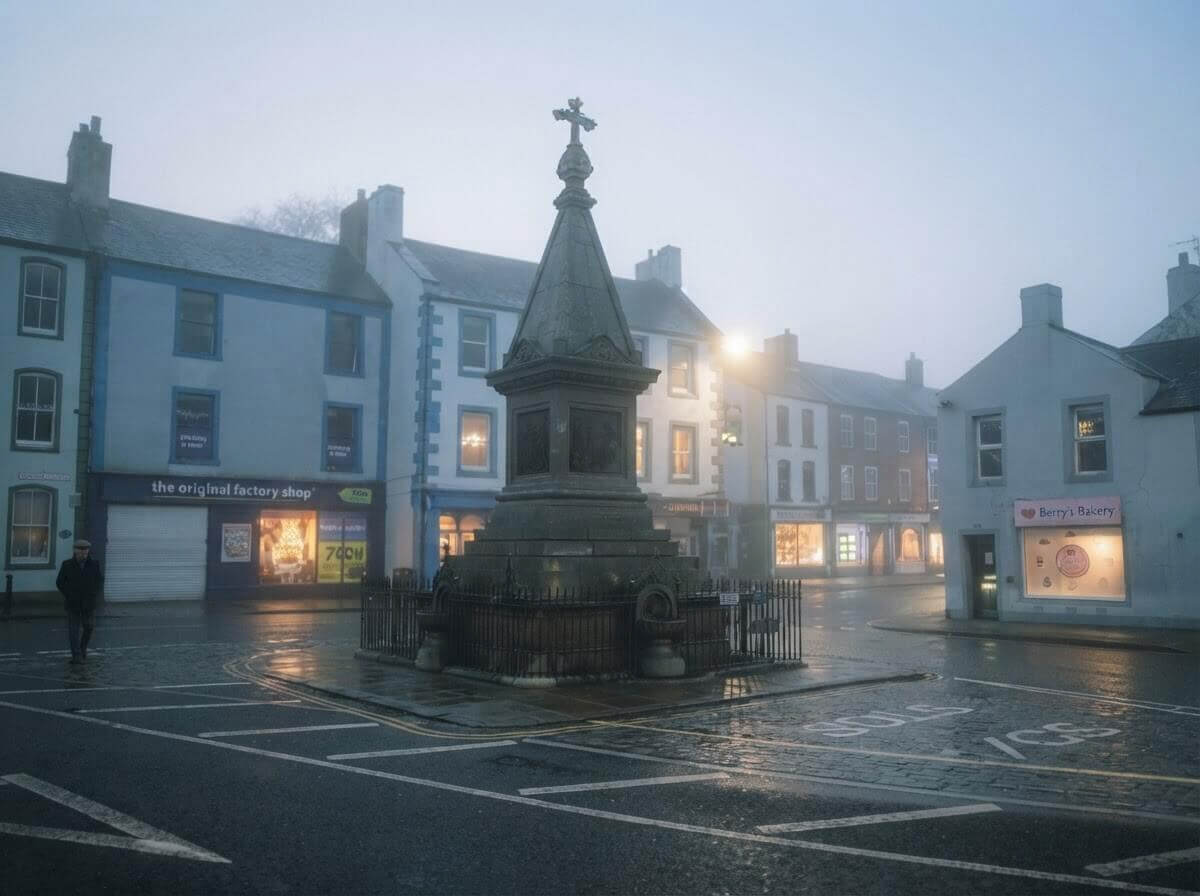 WIGTON: Narrow misty market street, a lone figure fading into fog